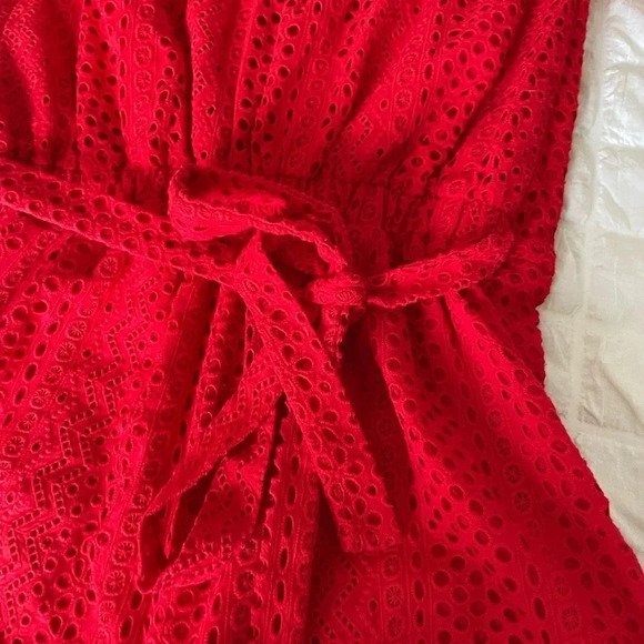 Likely Bayard Kittridge red lace off the shoulder romper - Picture 7 of 11